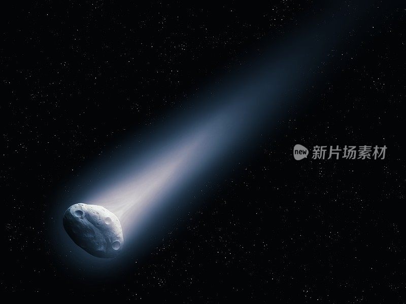 Beautiful comet tail glows in space